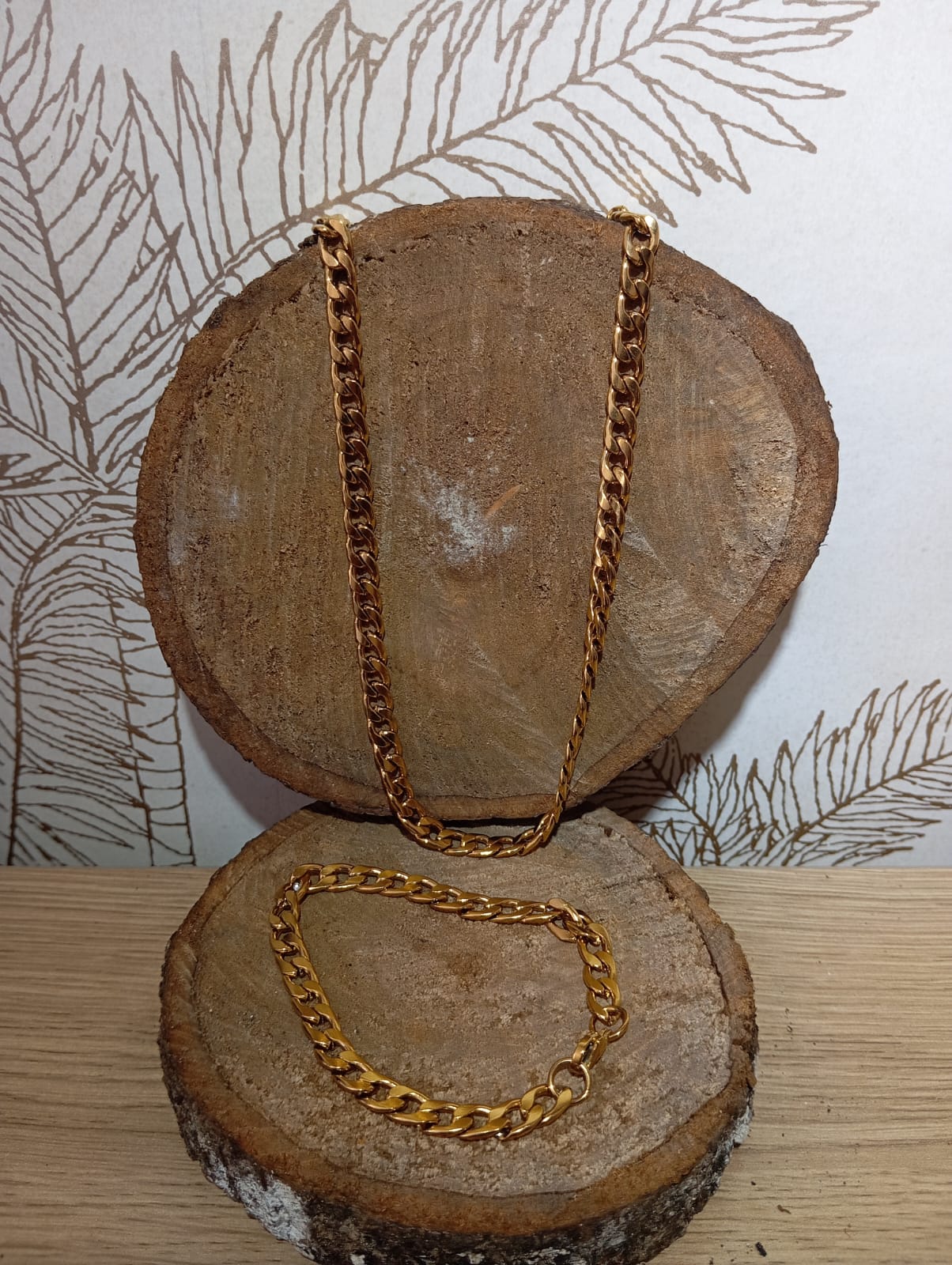 Cadena y Brazalete Golden Flow